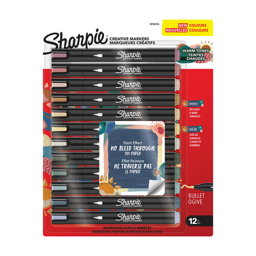 シャーピー（Sharpie） アクリルマーカー ウォームトーン12色