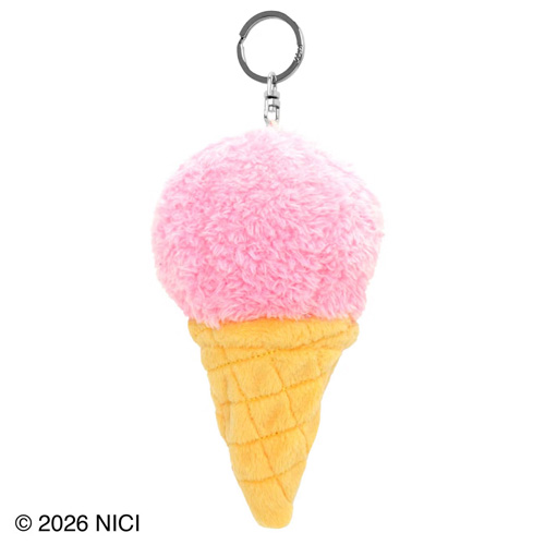 にゃいすくりーむ アイスクリーム マスコットぬいぐるみ ストラップ　キーホルダー ニキ（NICI） キーホルダー アイスクリーム ストロベリー＋ラブベア