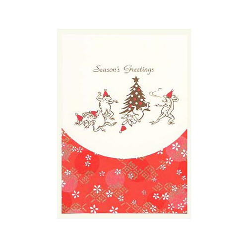 クリスマス】 モンクハウス 和風クリスマスカード 鳥獣戯画 XJ－726