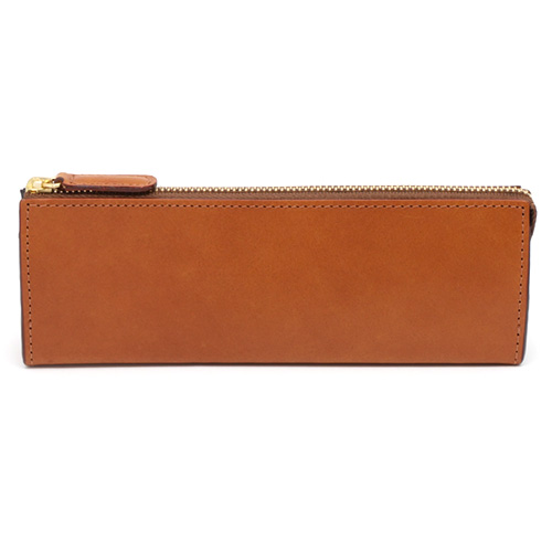 【クリックで詳細表示】スリップオン ペンケース L ファスナー キャメル