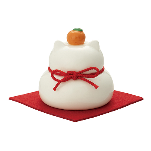 正月用品】 デコレ（Decole） 陶器の猫鏡餅 S DK-35797｜【ハンズ