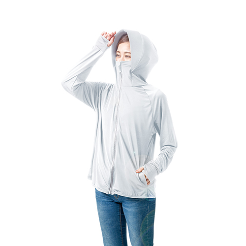 アルファックス　接触冷感　UVプロテクトパーカーシャイン　M　アイスブルー