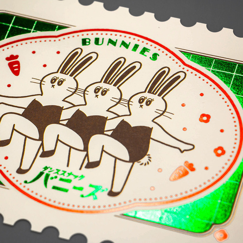 ロッカク（ROKKAKU） ROKKAKU×オビワン 箔押しポストカード バニーズ