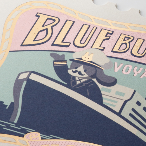 ロッカク（ROKKAKU） ROKKAKU×オビワン 切手型ポストカード BLUE BUNNY
