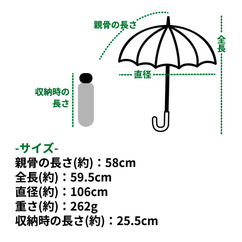 ゼロアンド（-0＆）×ラディクール（RADICOOL） 晴雨兼用 耐風ミニ 58cm
