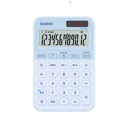 カシオ（CASIO） カラフル電卓 ミニジャストタイプ 12桁 MW－C20D－LB