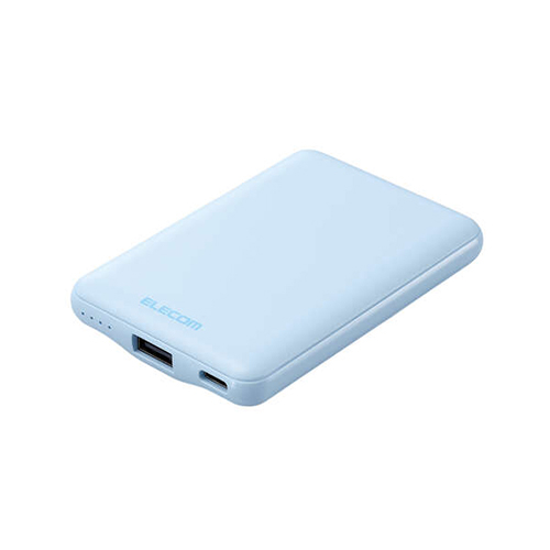 エレコム（ELECOM）　薄型コンパクトモバイルバッテリー　5000mAh　3A　C×1＋A×1　DE-C45-5000BU　ブルー
