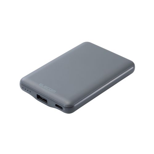 手動発電式バッテリー・グレー・5000mAh エレコム（ELECOM） 薄型コンパクトモバイルバッテリー 5000mAh 3A C