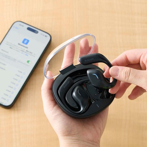 ①エレコム オープンイヤー ワイヤレス Bluetooth イヤホン ブラック