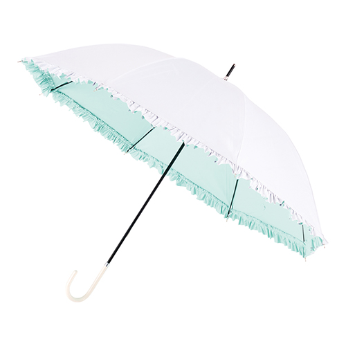 エスタ（estaa）　ビューティーシールド（Beauty　Shield）　晴雨兼用長傘　55cm　大寸　無地フリル　オフホワイト