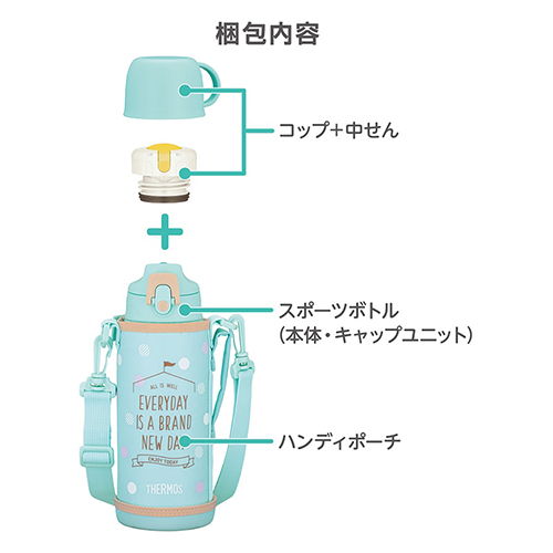 2つhappywave ココア味　ル・シェール サーモス 真空断熱2ウェイボトル FJJ-802WF 800ml ミント