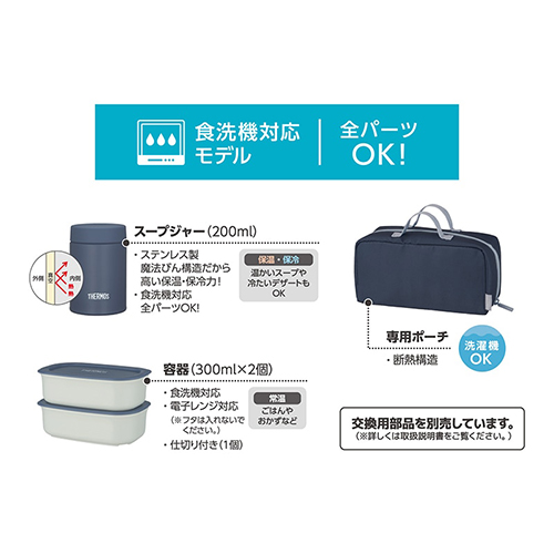 サーモス（THERMOS） スープランチセット JEH－800G NV グレーネイビー
