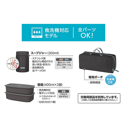 サーモス（THERMOS） スープランチセット JEH－1000 BKGY ブラック