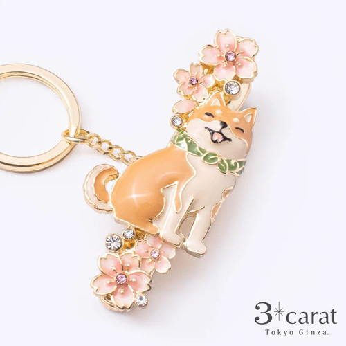 スリーカラット（3carat） バッグキークリップ CL-192 桜と柴犬