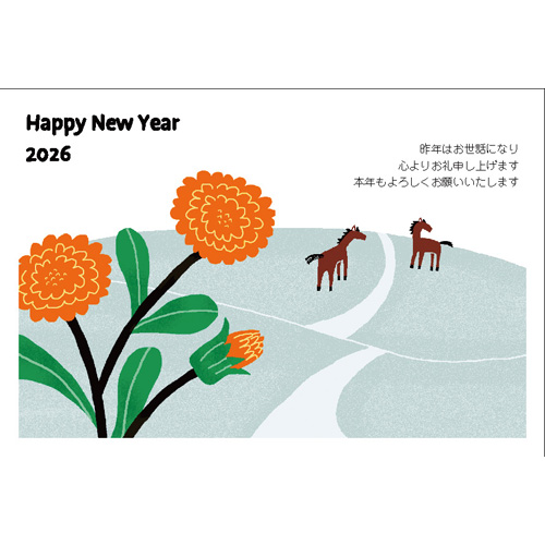 年賀用品】 ハンズセレクション 2026年午年年賀状 PBH－101 3枚入り