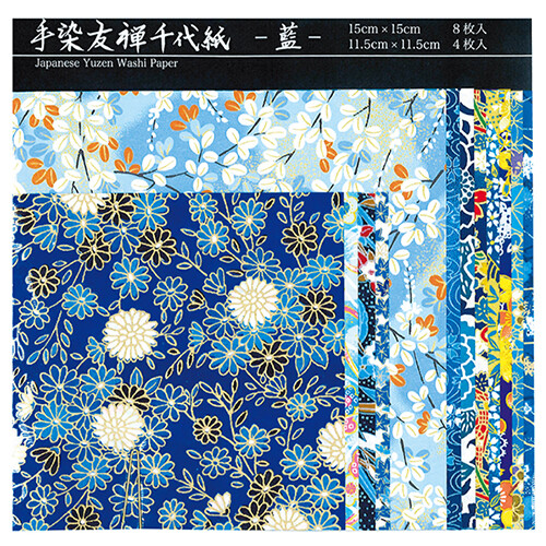 ワールドクラフト 手染友禅千代紙 Yz C 002 藍 折り紙 和紙工芸 千代紙 東急ハンズネットストア