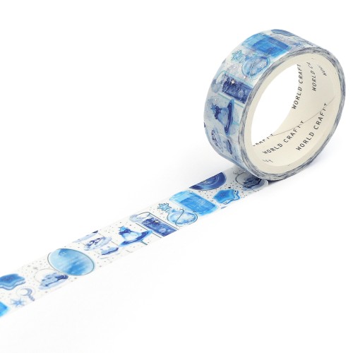 ワールドクラフト キラキラマスキングテープ KRMT15-097 Blue tea