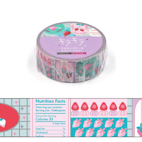 ワールドクラフト キラキラマスキングテープ KRMT15-101 Strawberry