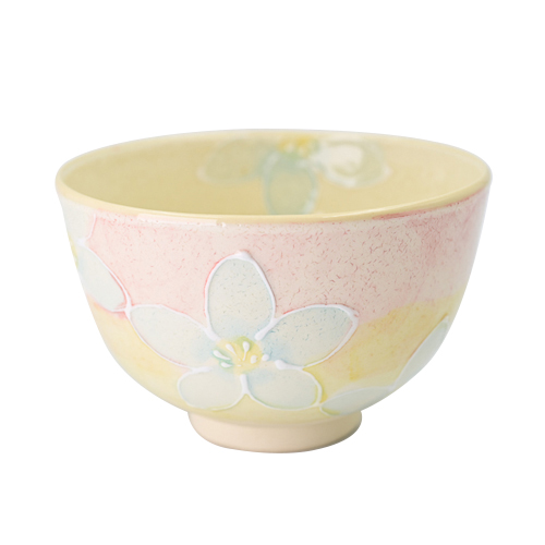 桃の花デザインの茶碗 美濃焼 花 抹茶碗 UM－000130SN 桃／黄｜【ハンズネットストア】