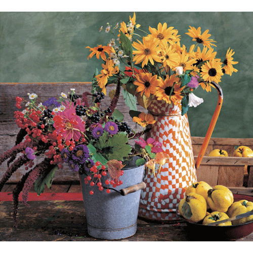 【フォロー割・新品】 四季の花　総高さ約50㎝　常花　木花　極彩色　木製 NK-408 【フィルム】花の贈り物2026年版の名入れカレンダーを