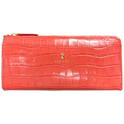 スヌーピーレザーコレクション Snoopy Leather Collection クロコ マチ付ｌｆ束入れ Sn0106 コーラル 財布 名刺入れ 長財布 東急ハンズネットストア