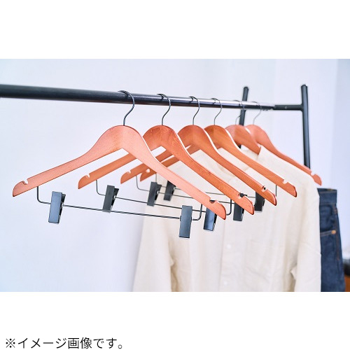 Ecru クリップ付き木製ハンガー EC－101 アンティークブラウン 2本入