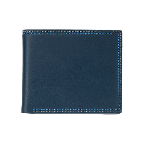 ミラグロ キップレザーＷステッチ二つ折り財布 ネイビー