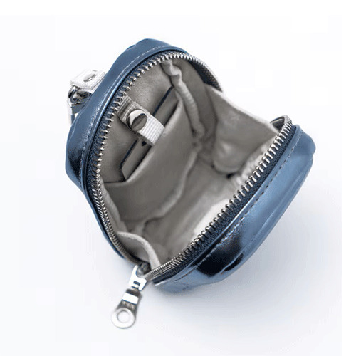 オーバル型ミラー 青 ポーチ付き オーバル型ミラー 青 ポーチ付き オーバル型ミラー 青 ポーチ付き