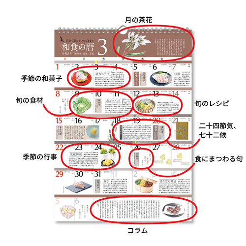 2026年版・壁掛】 シーガル 和食の暦 A3判｜【ハンズネットストア】