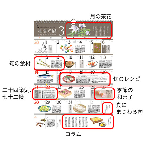 2027年版・壁掛】 シーガル 和食の暦 A3判｜【ハンズネットストア】