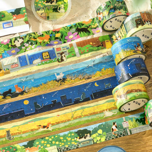 ビージーエム（BGM） マスキングテープ 箔押し「旅、ときどき猫」 BM