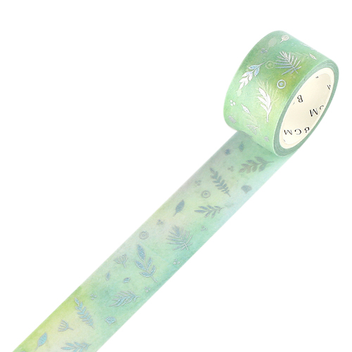 ビージーエム Bgm マスキングテープ スペシャル 箔押し マカロン色銀河 Bm Spmg003 緑色リーフ シール マスキングテープ 東急ハンズネットストア