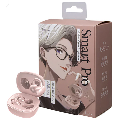 チーロ（cheero）　ワイヤレスオープンイヤホン　Smart　Pro　ピンク