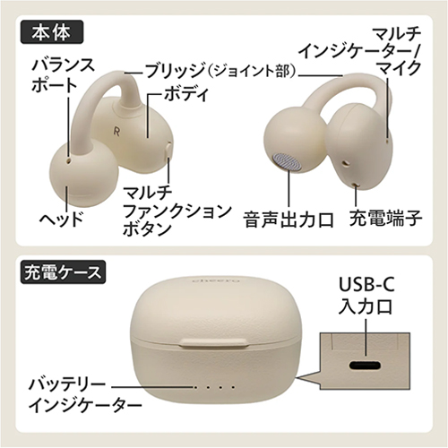 チーロ（cheero） ワイヤレスオープンイヤホン Smart Pro ホワイト