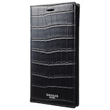 【iPhoneX】グラマス COLORS EURO Passione Croco Book PU Leather Case ブラック