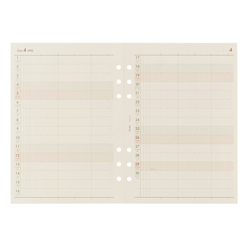 2026年1月始まり】 Bindex by NOLTY 月間ダイアリー1 時間メモリ入り横