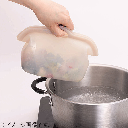 貝印（KAI） しっかり口が開くマルチシリコーンバッグ 1000mL ベージュ