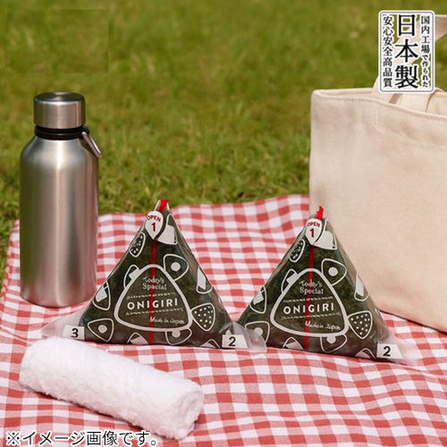板柄おにぎり包装袋　５０００枚／箱　６円５０銭／枚 サンナップ カトラグリーン パリパリのり派のおにぎりフィルム プラス
