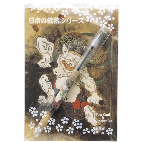 【クリックで詳細表示】セーラー 浮世絵ボールペン＆ポストカードセット 風神雷神図屏風 雷神