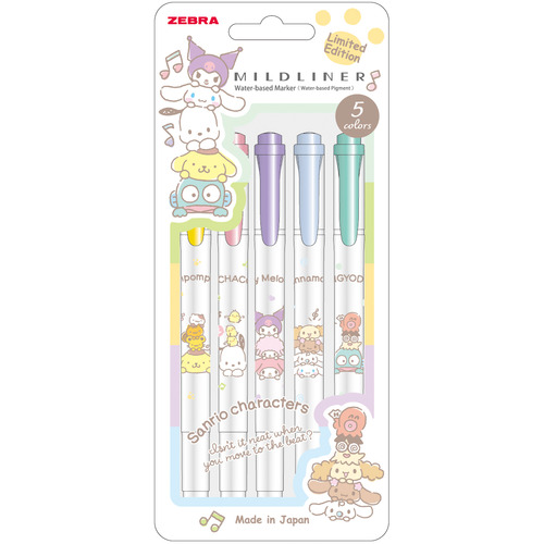 ゼブラ（ZEBRA） マイルドライナー SANRIOタテノリ 5色セット 【数量