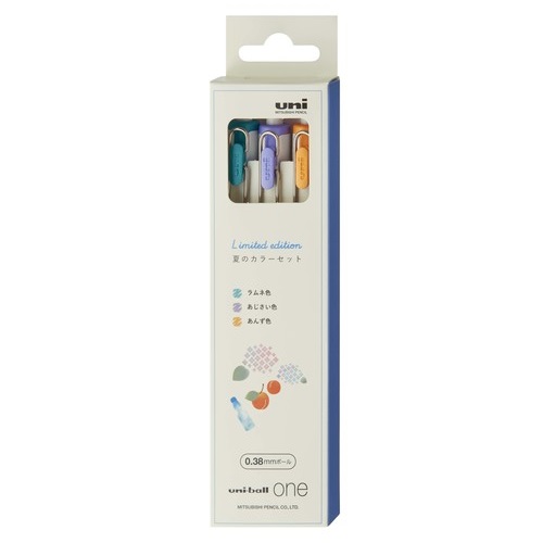 数量限定 三菱鉛筆 ユニボール ワン Uni Ball One 夏カラーセット 0 38mm Umns38j3c Smr 3色入 ボールペン ゲルインクボールペン 東急ハンズネットストア