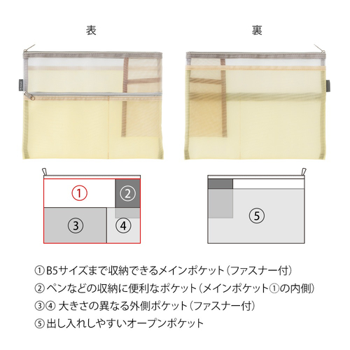 ヒトリエ　ポーチ　セット ミドリ（MIDORI） ペン＆ツールポーチ B5 メッシュ 53357