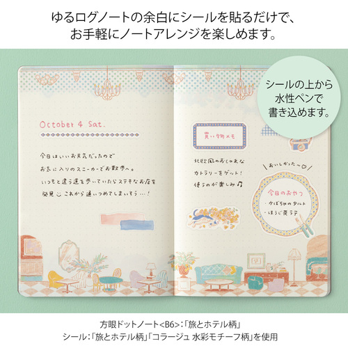 ミドリ（MIDORI） ゆるログ 水性ペンで書けるシール 2枚入 82704 旅と