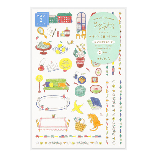 ミドリ（MIDORI） ゆるログ 水性ペンで書けるシール 2枚入 82727