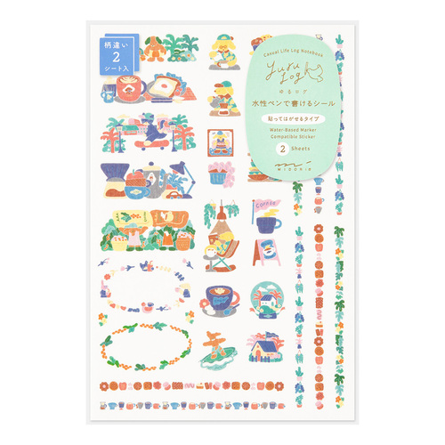 ミドリ（MIDORI） ゆるログ 水性ペンで書けるシール 2枚入 82728