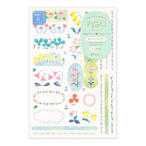 ミドリ（MIDORI） ゆるログ 水性ペンで書けるシール 2枚入 82729 花柄