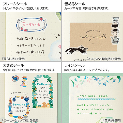 クリエイティブメモリーズ　アルバム　台紙2 ABCシール ペンセット ミドリ（MIDORI） ゆるログ 水性ペンで書けるシール 2枚入 82729 花柄
