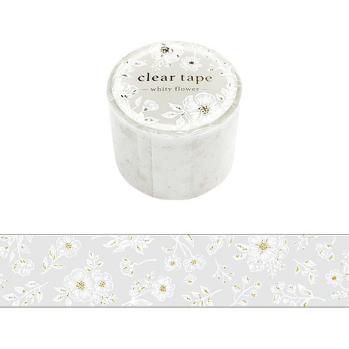 マインドウェイブ クリアテープ 箔押し 30mm幅 95419 whity flower