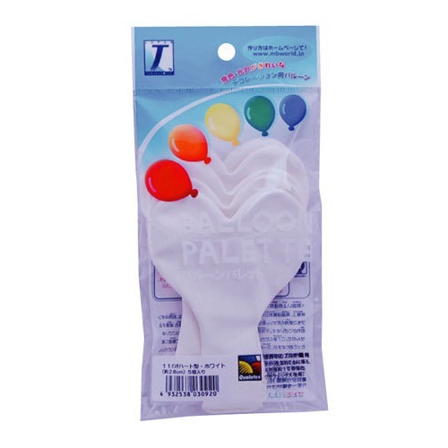 【クリックで詳細表示】宝興産 バルーンパレット 28cm ハートホワイト 5個入