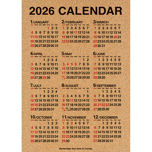 詰め放題商品(本・アルバム・カレンダー類) 2026年版・ポスター】 パインブック コルク年間カレンダー X-122